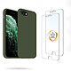 Evetane Coque iPhone 7/8/SE 2020 Silicone liquide Vert Foret + 2 Vitres en Verre trempé Protection écran Antichocs Coque iPhone 7/8/SE 2020 Silicone liquide Vert Foret + 2 Vitres en Verre trempé Protection écran Antichocs