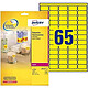 AVERY Pochette 1625 étiquettes Laser Adhésives Jaunes fluo Enlevables. 38,1x21,2mm Etiquette spécifique