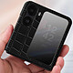 Avizar Coque Cuir pour Oppo Find N2 Flip Effet Croco Bords Surélevés Noir pas cher