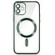 Avizar Coque MagSafe pour iPhone 12 Silicone Protection Caméra Contour Chromé Vert - Coque MagSafe conçue spécifiquement pour votre Apple iPhone 12