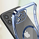 Avizar Coque MagSafe pour iPhone 12 Silicone Protection Caméra Chromé Bleu Clair pas cher