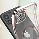 Avizar Coque MagSafe pour iPhone 12 Silicone Protection Caméra Contour Chromé Rose Gold pas cher