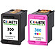 COMETE - Marque Française - 300 - 2 Cartouches d'Encre Compatibles HP 300 - 1 Noir + 1 Couleur Satisfait ou Remboursé