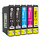 COMETE - Marque française - T0615 - 5 Cartouches T0615 compatibles Epson T0611 T0612 T0613 T0614