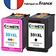 COMETE - 301 XL - Pack 2 Cartouches Made in France compatibles HP301XL - 1 Noir + 1 Couleur Pack 2 Cartouches Made in France compatibles HP 301 XL 301XL - 1 Noir + 1 Couleurs