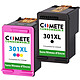 COMETE - 301XL - Pack de 2  cartouche compatible HP 301 XL Sans niveau d'encre - Marque française Pack de 2  cartouche compatible HP 301 XL 301XL Sans niveau d'encre Noir + Couleur