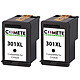 COMETE - Marque Française - HP 301XL - 2 Cartouches compatibles HP 301XL - 2 Noir Satisfait ou Remboursé