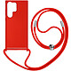 Avizar Coque pour Samsung Galaxy S23 Ultra en Silicone Soft-Touch Rouge - Coque avec un cordon rouge ajustable pour un port confortable au cou