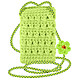 Avizar Sac Bandoulière Téléphone Tricoté Main Motif Fleur Série FlowerWeave Vert Citron Un sac bandoulière pour smartphone de la série FlowerWeave