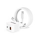 Evetane Chargeur Secteur 25W Double Port USB-C & USB-A + Câble 2m USB-C vers Lightning – Charge Rapide compatible iPhone 11/12/13/14 Chargeur blanc pour iPhone Ultra-rapide 25W USB-C + Câble 2M USB C/Lightning (MFi)