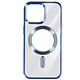 Avizar Coque MagSafe pour iPhone 15 Pro Silicone Protection Caméra Contour Chromé Bleu - Coque MagSafe conçue spécifiquement pour votre Apple iPhone 15 Pro