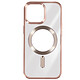 Avizar Coque MagSafe pour iPhone 15 Pro Silicone Protection Caméra Contour Chromé Rose - Coque MagSafe conçue spécifiquement pour votre Apple iPhone 15 Pro