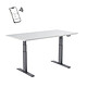 KIMEX 150-2418K2W Bureau motorisé assis-debout 180x75cm Plateau blanc/Pied gris