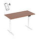 KIMEX 150-2315K3W Bureau motorisé assis-debout 150x75cm Plateau noyer/Pied blanc