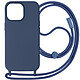 Avizar Coque Cordon pour iPhone 15 Pro Max Lanière Tour du Cou série Corda Bleu Nuit - Coque bleu nuit de la série Corda mêlant la praticité au style, spécialement conçue pour iPhone 15 Pro Max