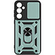 Avizar Coque pour Samsung Galaxy S23 FE Bague Support Cache caméra coulissant Vert Coque bague bi-matière Ring Collection Vert, antichoc et ultra-pratique, conçue pour Samsung Galaxy S23 FE