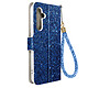 Avizar Étui pour Samsung Galaxy A54 5G Pailleté Disco Portefeuille Support vidéo Bleu Étui Disco Glam Edition en simili cuir, offrant style et éclat à votre Samsung Galaxy A54 5G