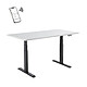 KIMEX 150-2512K2W Bureau motorisé assis-debout 120x75cm Plateau blanc/Pied noir