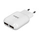 Inkax Chargeur secteur 2x ports USB 2.1A + 1.0A Recharge Rapide Inkax - Blanc Chargeur secteur Inkax.
