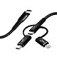 akashi Câble USB-C 3 en 1 Intensité 3A Charge et Synchro Longueur 1m Akashi Noir Cable de charge 3en1 Akashi compatible avec tous les appareils dotés d'une connectique Lightning, USB-C ou Micro-USB