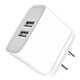 Jaym Chargeur Secteur Double USB-A 12 W 2,4A Prise US Blanc La mise en place de deux ports USB vous permettant de recharger deux appareils en même temps