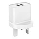 Avis Jaym Chargeur Secteur Double USB-A 12 W 2,4A Prise UK et Dubai Blanc