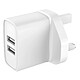 Jaym Chargeur Secteur Double USB-A 12 W 2,4A Prise UK et Dubai Blanc pas cher