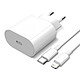 apple Chargeur Secteur USB-C 20W + Câble Lightning Power Delivery Original Apple Blanc Chargeur secteur d'origine Apple + Câble Lightning d'origine Apple