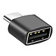 Avizar Adaptateur pour MacBook USB C Mâle vers USB 2.0 Femelle 480 Mbps - Adaptateur de transfert noir permettant de transformer le port USB-C de votre MacBook, téléphone ou autre ordinateur USB C en un port USB standard