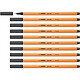 STABILO Stylo-Feutre POINT 88 Pointe Fine 0,4 mm gris très foncé x 10 Feutre à pointe fine