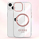 Avis Guess Coque Magsafe pour Apple iPhone 14 TPU Gold Outline Transparent