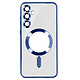 Avizar Coque MagSafe pour Samsung S23 FE en Silicone Contour Chromé Bleu - Coque avec cercle magnétique pour transformer votre appareil en un appareil compatible MagSafe