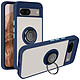 Avizar Coque pour Google Pixel 8A Bague Métallique Support Vidéo Bleu nuit coque au dos transparent fumé et contour bleu, protection élégante pour votre appareil