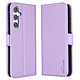 Avizar Étui pour Samsung S24 FE Clapet Portefeuille Double Fermoir Aimanté Lavande - Étui Violet Clair pour appareil fabriqué avec du cuir vegan de qualité et une coque interne en silicone premium, agréable en main