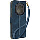 Avizar Housse pour Honor Magic 6 Pro Effet Brossé Portefeuille et Support - Étui de protection en éco-cuir Bleu Nuit résistant aux chocs et rayures pour protéger efficacement votre Honor Magic 6 Pro
