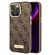 Guess Coque Magsafe pour Apple iPhone 13 Pro PU 4G Metal Plate Marron Coque conçue sur mesure pour Apple iPhone 13 Pro