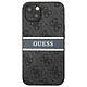 Guess Coque pour Apple iPhone 13 Mini PU 4G Stripe Gris Coque conçue sur mesure pour Apple iPhone 13 Mini