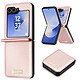 Avizar Coque pour Samsung Galaxy Z Flip 6 Dos Cuir Vegan Intérieur Rigide Rose champagne - Coque rose gold conçue pour protéger votre appareil avec style