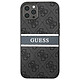 Guess Coque pour Apple iPhone 13 Pro PU 4G Stripe Gris Coque conçue sur mesure pour Apple iPhone 13 Pro