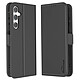 Avizar Étui pour Samsung S24 FE Clapet Portefeuille Double Fermoir Aimanté Noir - Étui Noir pour appareil fabriqué avec du cuir vegan de qualité et une coque interne en silicone premium, agréable en main