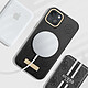 Guess Coque Magsafe pour Apple iPhone 13 PU Peony Metal Plate Noir pas cher