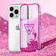 Avis Guess Coque pour Apple iPhone 14 Pro Glitter Palm à paillettes Rose