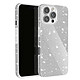 Avizar Coque Paillette pour iPhone 16 Pro Hybride Design Glamour Argent - Coque ornée de paillettes brillantes Argent ajoutant une touche de glamour à votre appareil