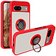 Avizar Coque pour Google Pixel 8A Bague Métallique Support Vidéo Rouge - coque au dos transparent fumé et contour rouge, protection élégante pour votre appareil