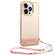 Guess Coque pour Apple iPhone 14 Pro Colors avec lanière perlée Rose Coque conçue sur mesure pour Apple iPhone 14 Pro
