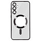Avizar Coque MagSafe pour Samsung Galaxy S24 Plus Silicone Contour Chromé Noir Coque avec cercle magnétique pour transformer votre appareil en un appareil compatible MagSafe