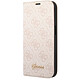 Guess Étui Folio pour iPhone 14 Pro Max Imprimé 4G Tendance Rose Véritable accessoire de mode