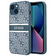 Guess Coque pour Apple iPhone 13 Mini PU 4G Stripe Bleu Coque conçue sur mesure pour Apple iPhone 13 Mini