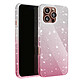 Avizar Coque Paillette pour iPhone 16 Pro Hybride Design Glamour Blanc / Rose Coque ornée de paillettes brillantes Argent et Rose ajoutant une touche de glamour à votre appareil