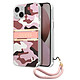 Guess Coque pour Apple iPhone 13 Mini Camo avec lanière nylon Rose pas cher